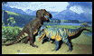 Two Trexes in diorama.